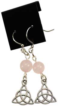(image for) Rose Quartz Triquetra earrings