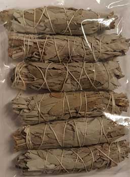 (image for) White Sage smudge stick 6-pk 4"